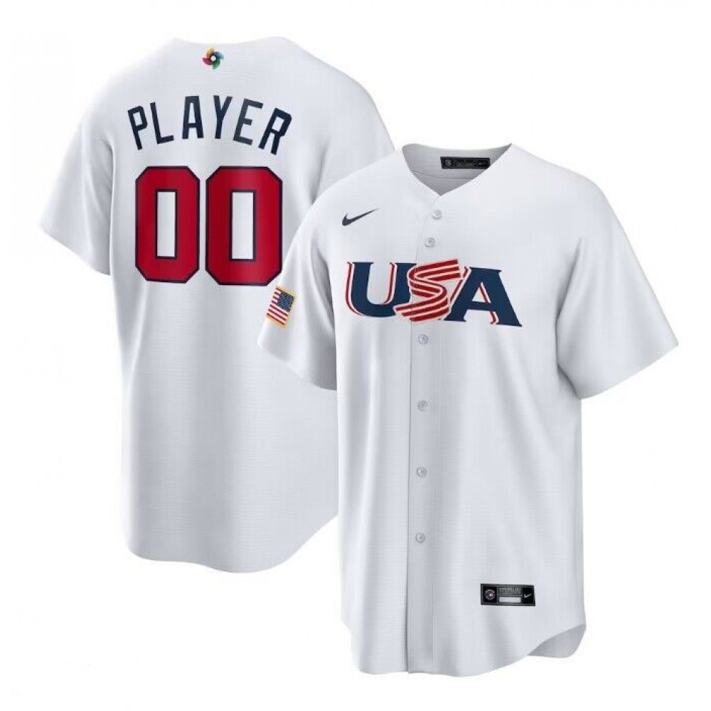 Men’s USA Baseball ACTIVE PLAYER Custom White World Baseball Classic Stitched Jersey