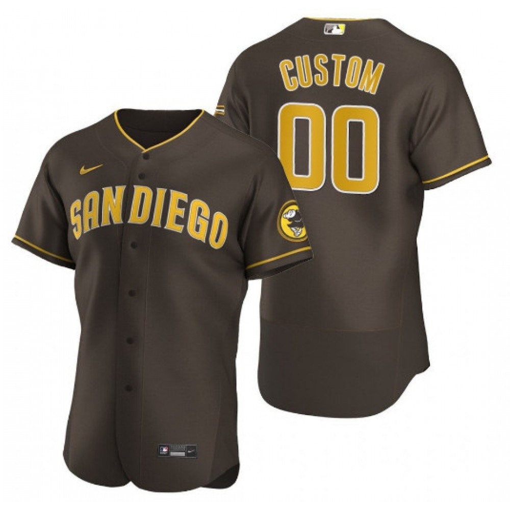 Men’s San Diego Padres Brown Customized Stitched Jersey