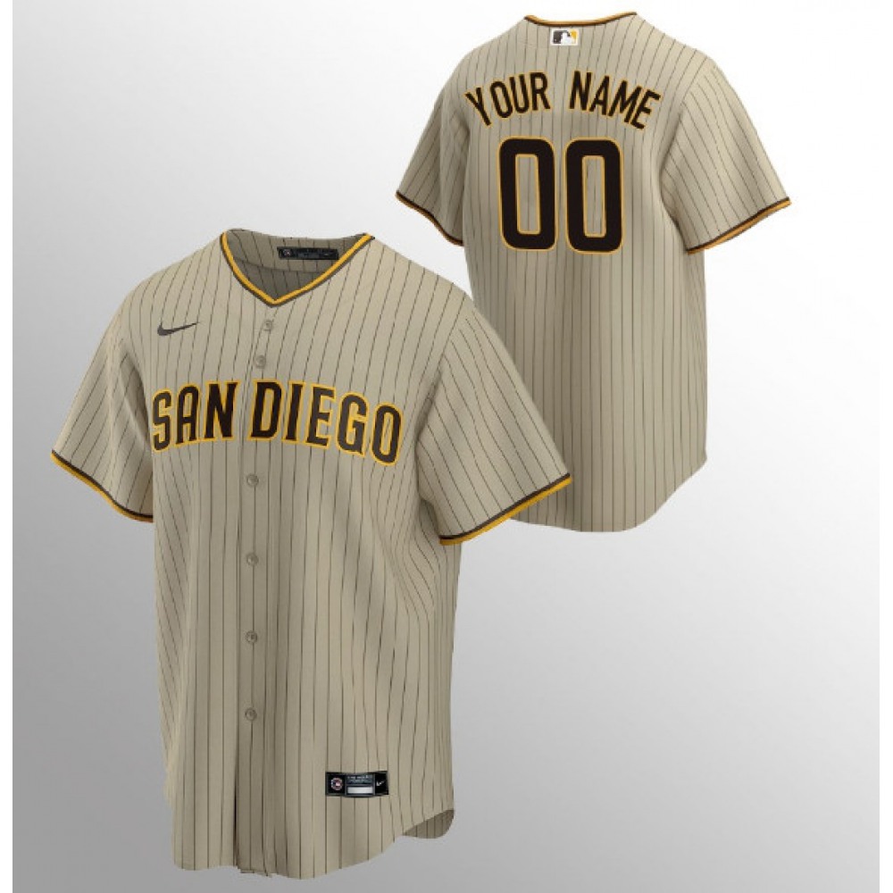 Men’s San Diego Padres Tan Brown Customized Stitched Jersey