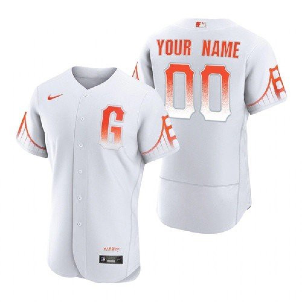 Men’s San Francisco Giants Customized White City Connect Flex Base Stitched Jersey