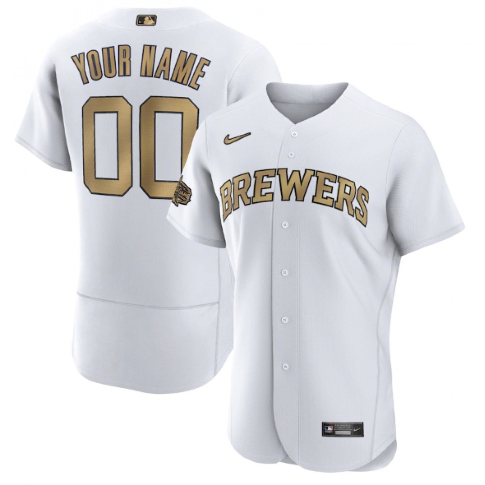 Men’s Milwaukee Brewers ACTIVE Player Custom 2022 All-Star White Flex Base Stitched MLB Jersey