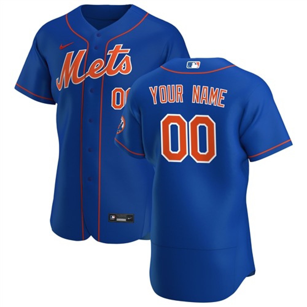 Men’s New York Mets Blue Customized Stitched MLB Jersey
