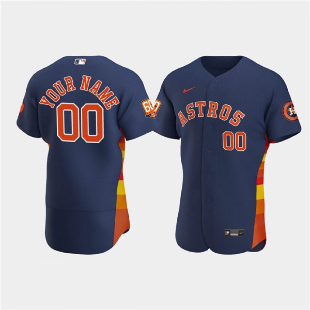 Men’s Houston Astros ACTIVE Player Custom Navy 60th Anniversary Flex Base Stitched Baseball Jersey