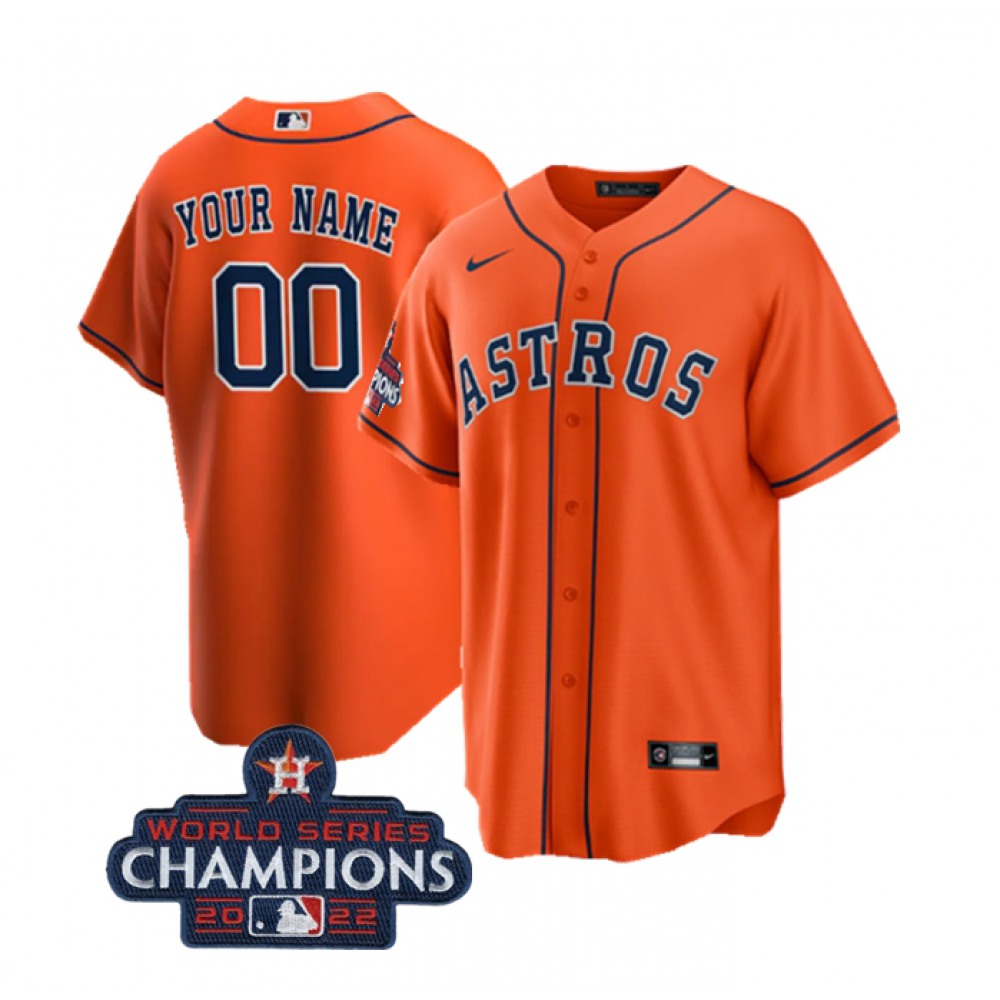 Men’s Houston Astros ACTIVE Player Custom Orange 2022 World Series Champions Cool Base Stitched Baseball Jersey