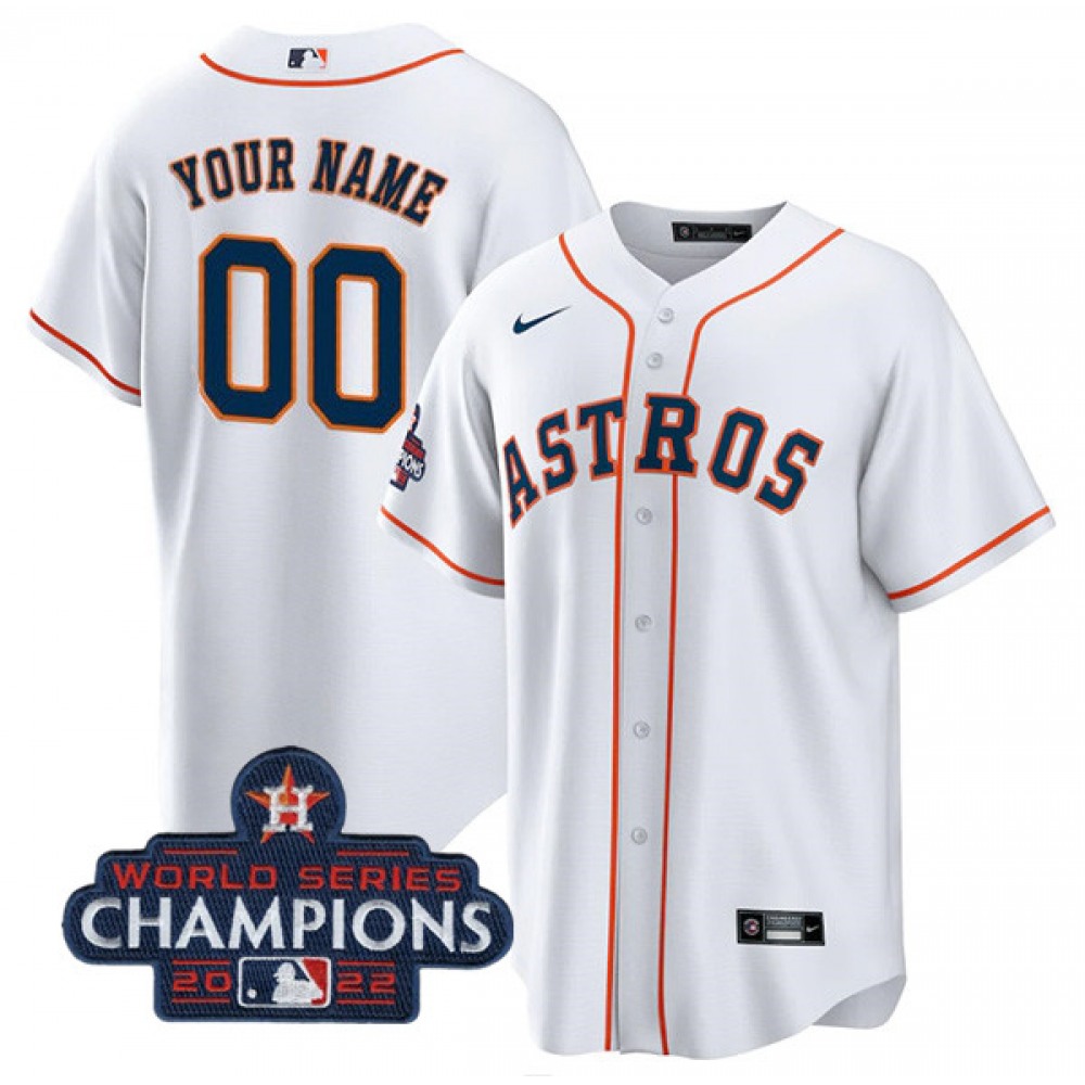 Men’s Houston Astros ACTIVE Player Custom White 2022 World Series Champions Cool Base Stitched Baseball Jersey