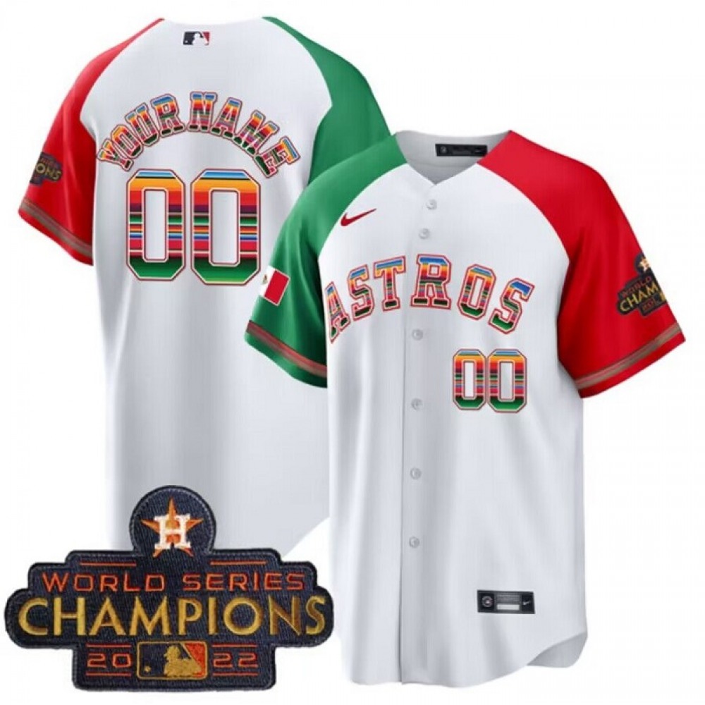 Men’s Houston Astros ACTIVE Player Custom White Mexico With World Serise Champions Patch Cool Base Stitched Baseball Jersey