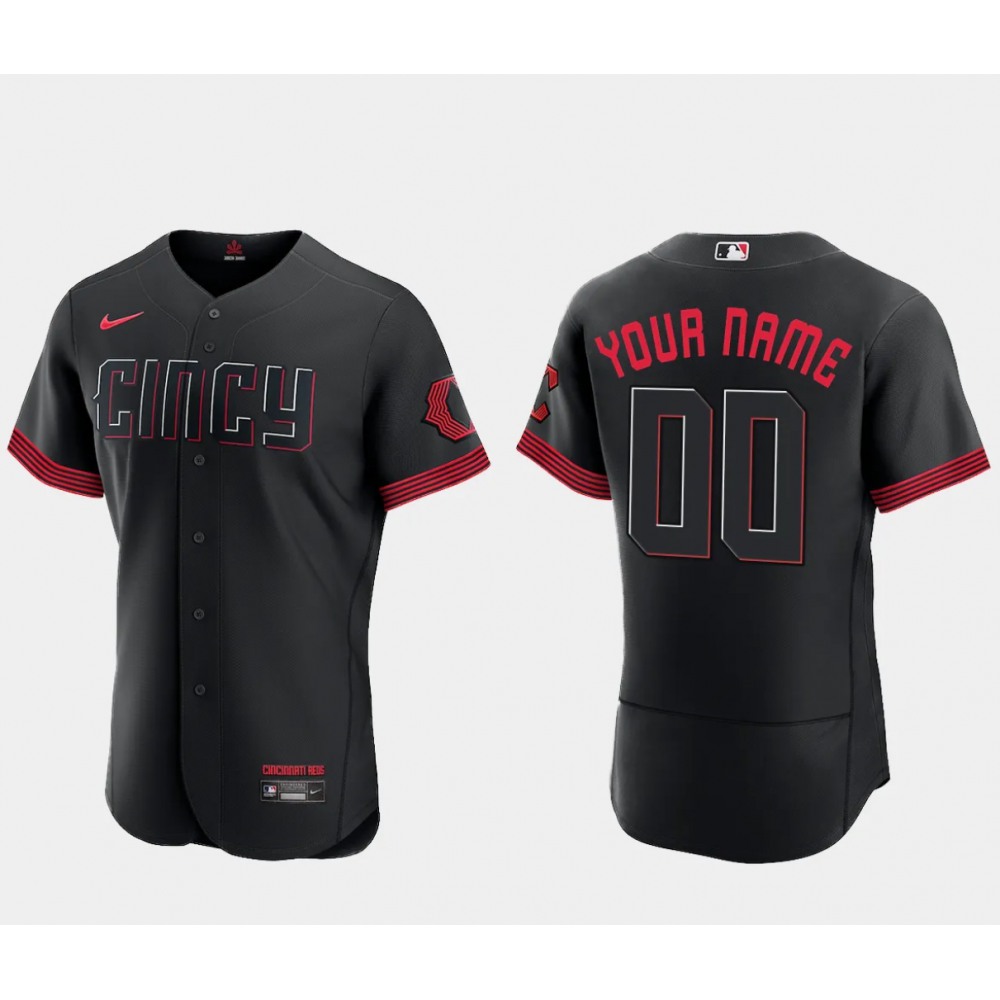 Men’s Cincinnati Reds ACTIVE Player Custom Black 2023 City Connect Flex Base Stitched Jersey