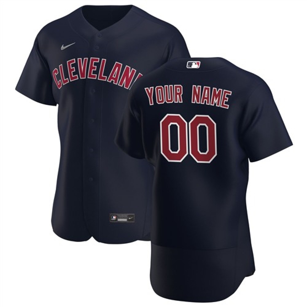 Men’s Cleveland indians Navy Customized Stitched MLB Jersey