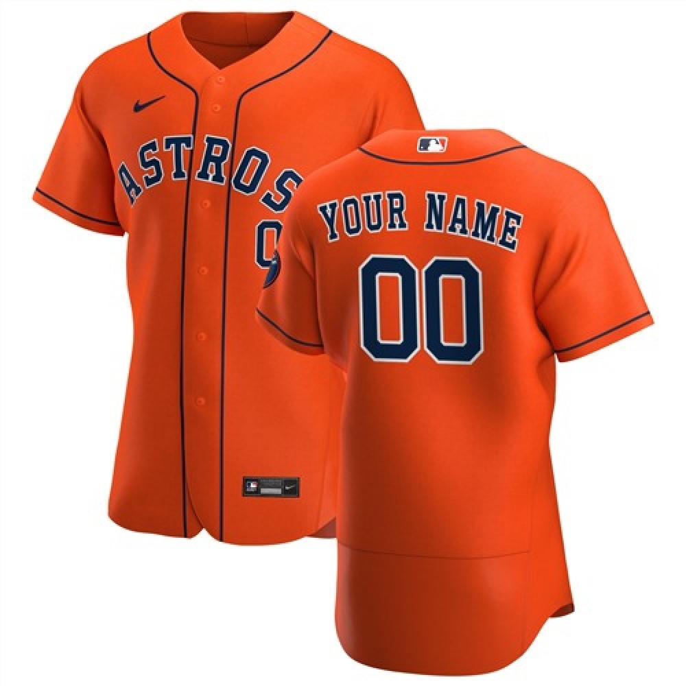 Men’s Houston Astros Orange Customized Stitched MLB Jersey