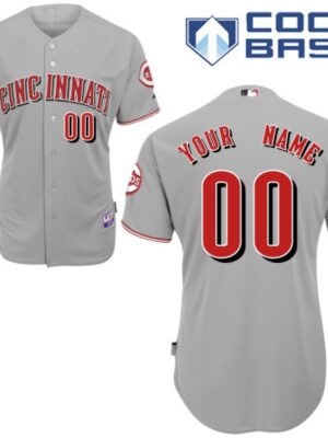 Reds Personalized Authentic Grey MLB Jersey