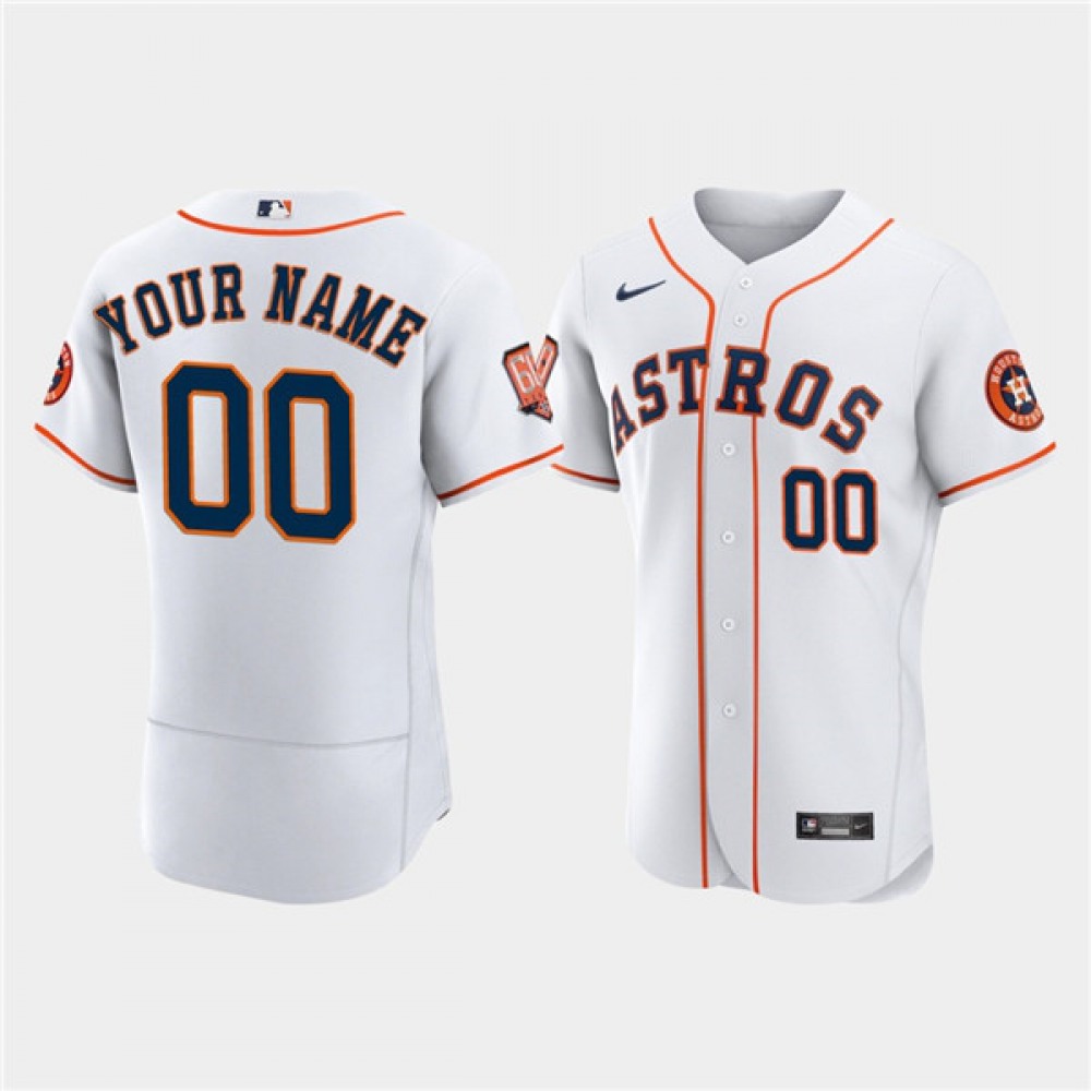 Men’s Houston Astros Customized 60th Anniversary White Stitched Baseball Jersey