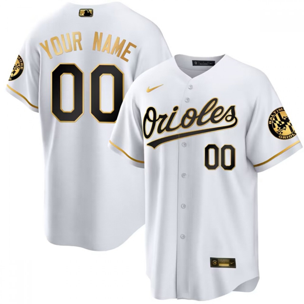 Men’s Baltimore Orioles ACTIVE Player Custom 2023 Gold/White Cool Base Stitched Jersey