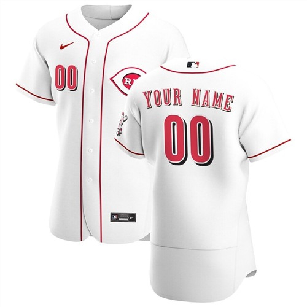 Men’s Cincinnati Reds White Customized Stitched MLB Jersey