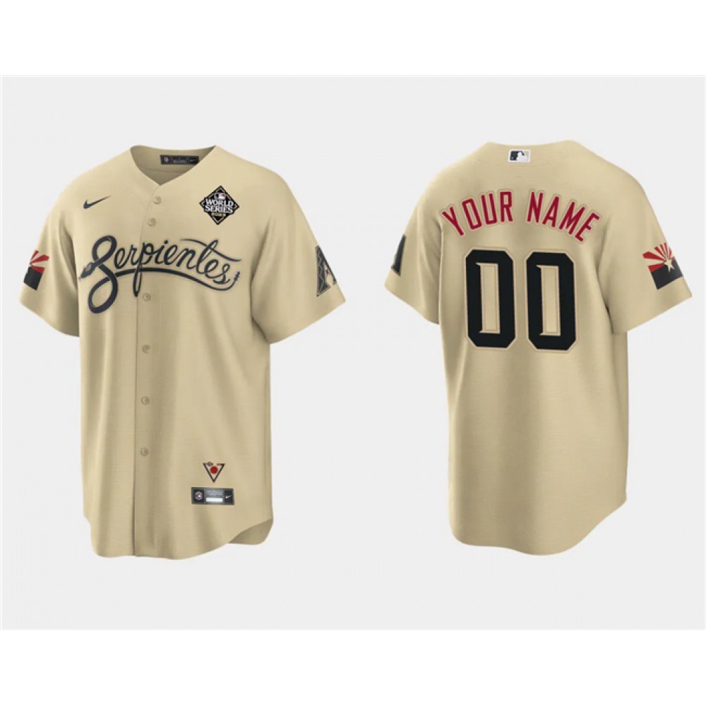 Men’s Arizona Diamondbacks ACTIVE Player Custom Gold 2023 World Series City Connect Cool Base Stitched Baseball Jersey