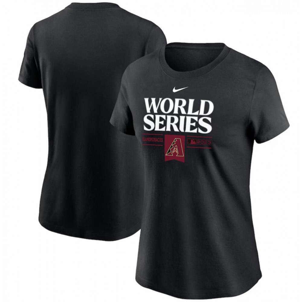 Women’s Arizona Diamondbacks Black 2023 World Series Collection T-Shirt(Run Small)