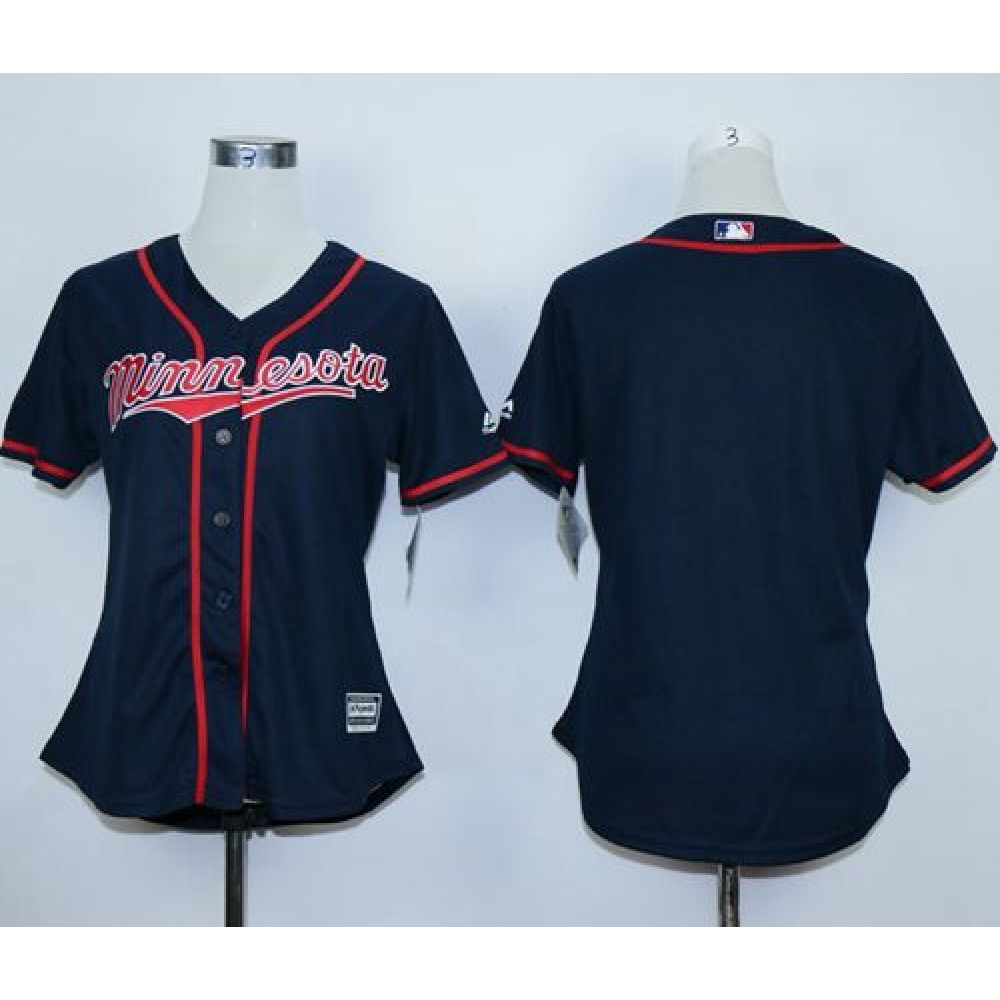 Twins Blank Navy Blue Alternate Road Women’s Stitched MLB Jersey