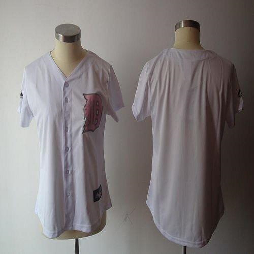 Tigers Blank White Pink Number Women’s Fashion Stitched MLB Jersey