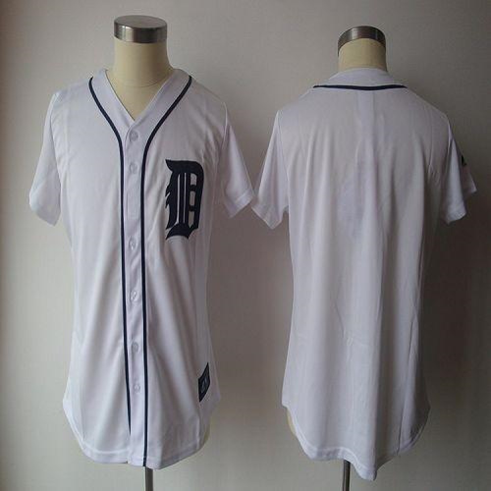 Tigers Blank White Women’s Fashion Stitched MLB Jersey