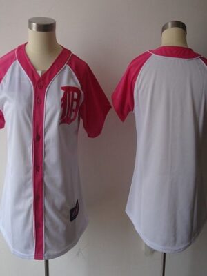 Tigers Blank White/Pink Women's Splash Fashion Stitched MLB Jersey