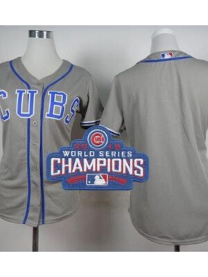 Cubs Blank Grey Alternate Road 2016 World Series Champions Women's Stitched MLB Jersey