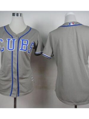 Cubs Blank Grey Alternate Road Women's Stitched MLB Jersey