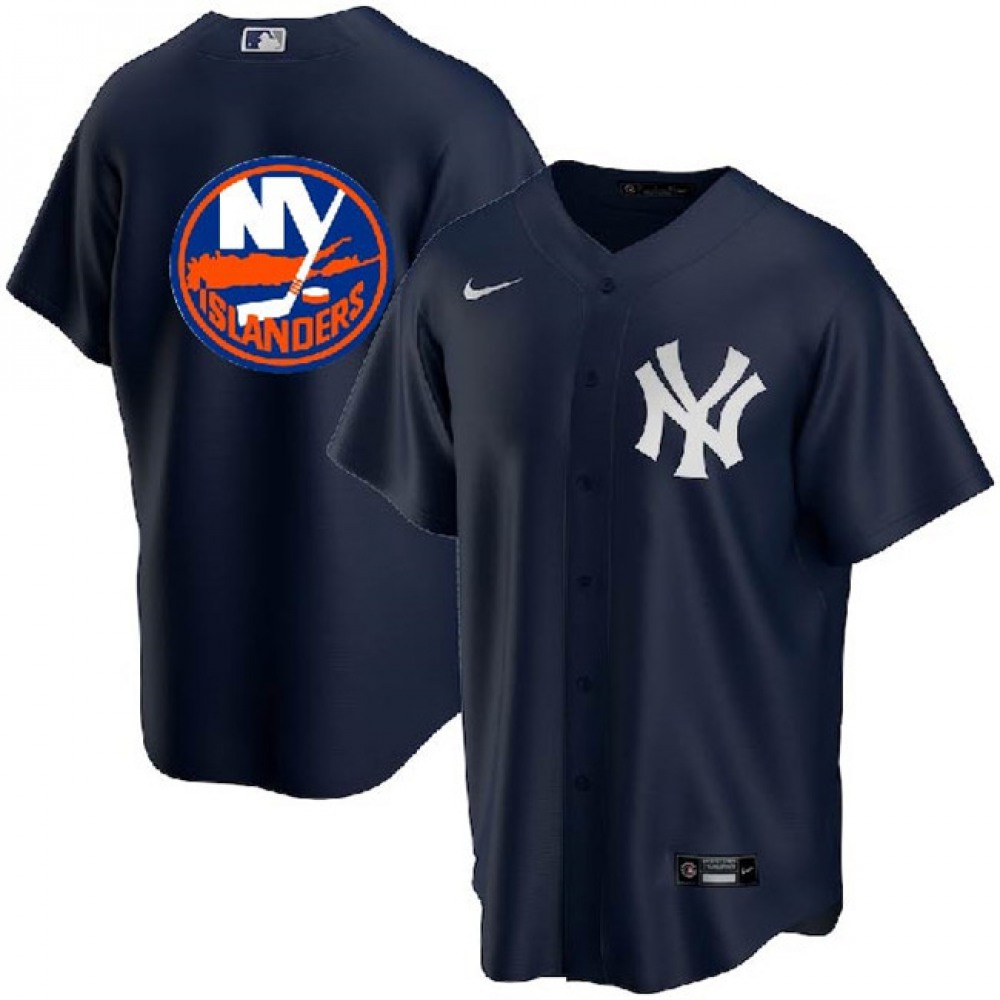 Men’s New York Yankees & islanders Navy Cool Base Stitched Jersey