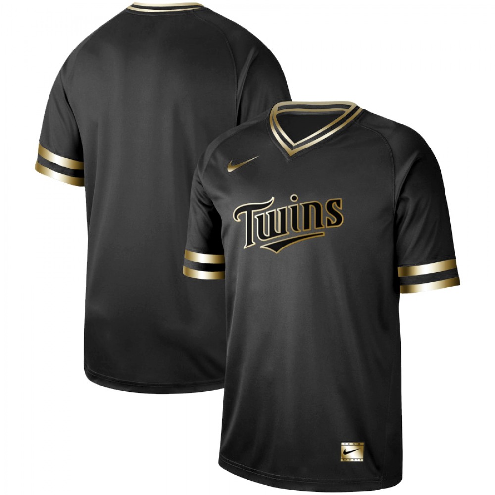 Men’s Minnesota Twins Black Gold Stitched MLB Jersey