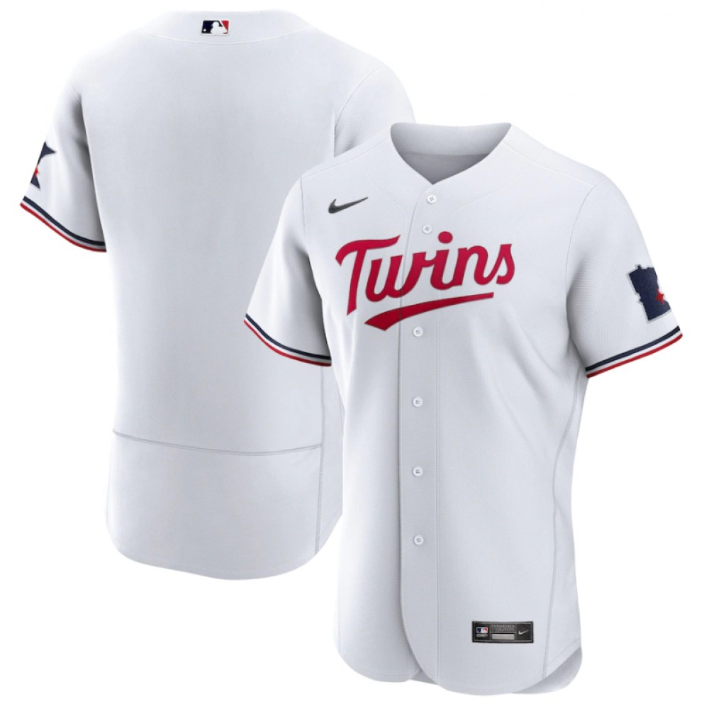 Men’s Minnesota Twins Blank White 2023 Home Team Flex Base Stitched Jersey