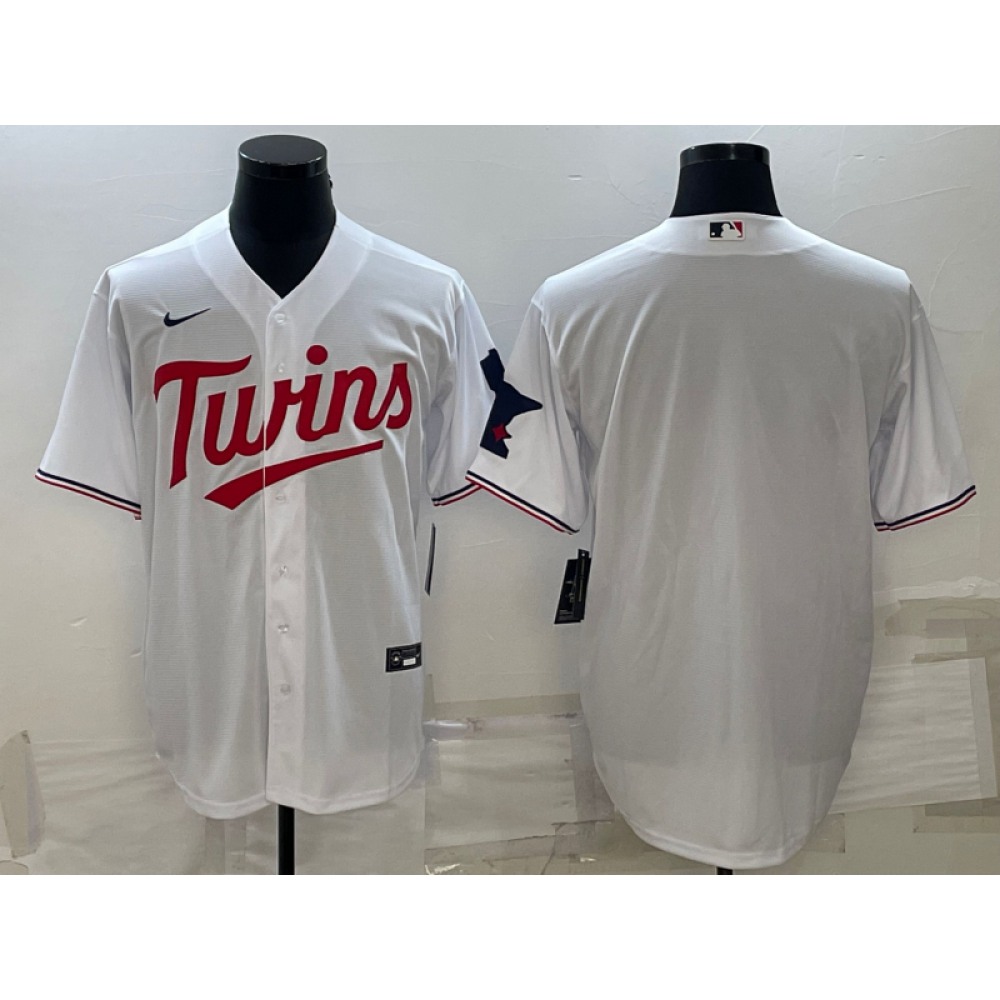 Men’s Minnesota Twins Blank White Cool Base Stitched Jersey