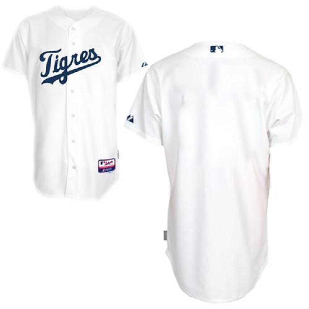 Tigers Blank White Home “Los Tigres” Stitched MLB Jersey