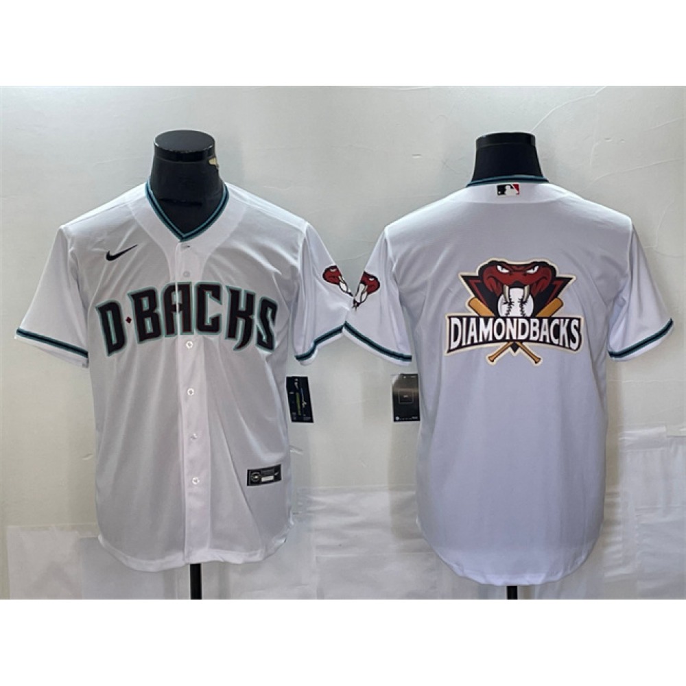 Men’s Arizona Diamondbacks White Team Big Logo Cool Base Stitched Baseball Jersey