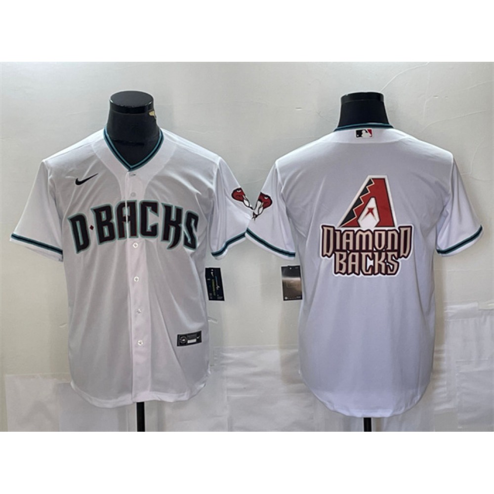 Men’s Arizona Diamondbacks White Team Big Logo Cool Base Stitched Baseball Jersey