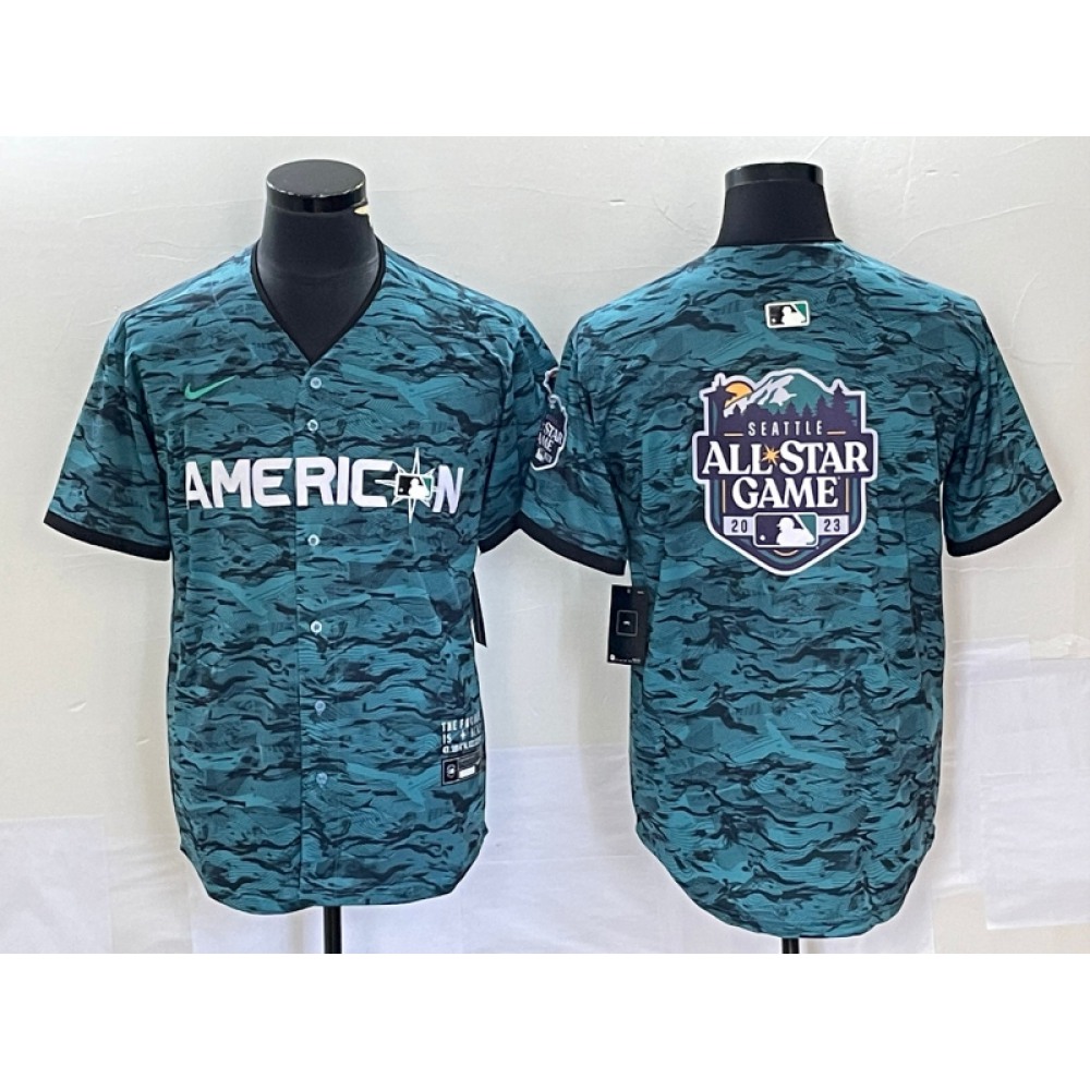Men’s 2023 All-star Teal Big Logo Stitched Baseball Jersey