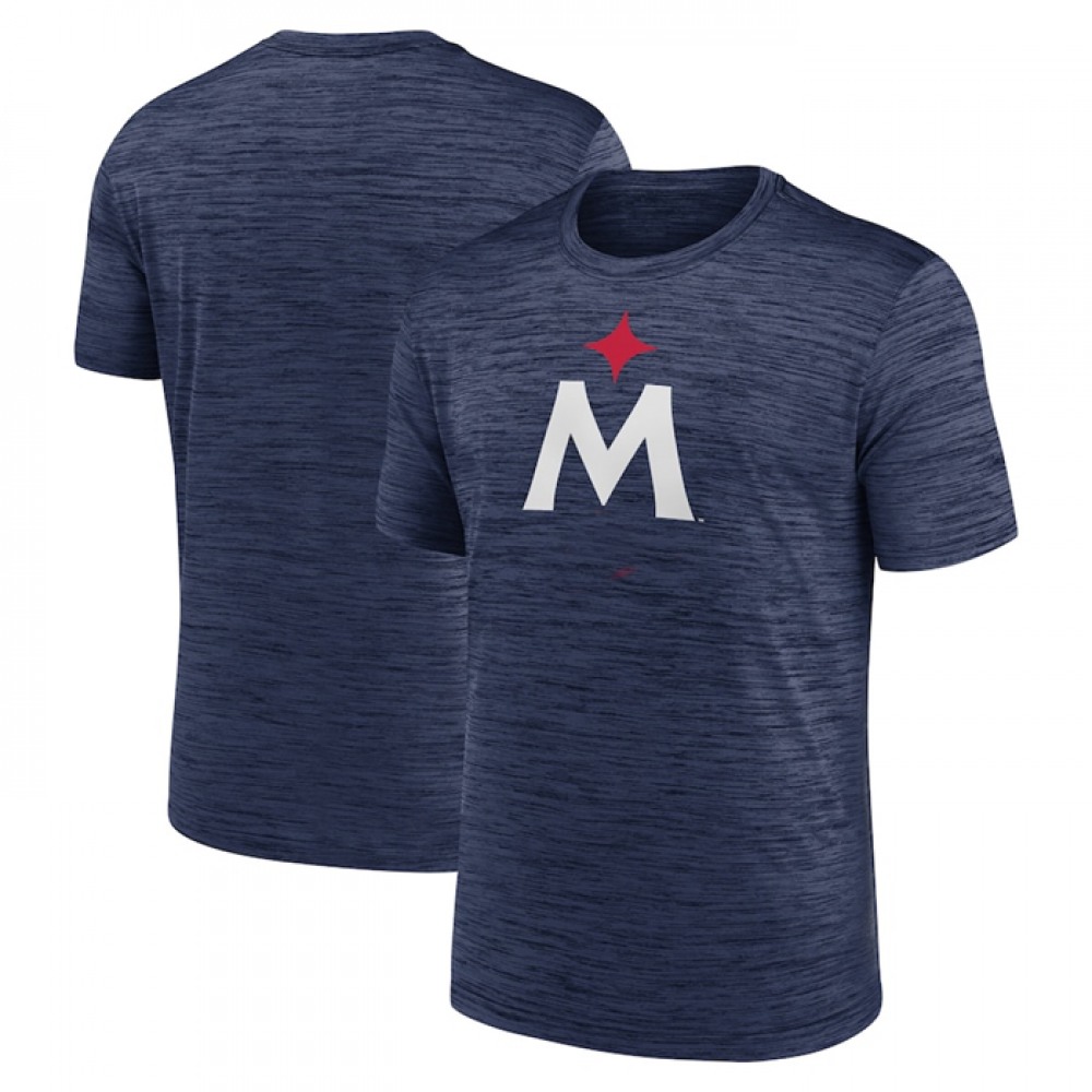 Men’s Minnesota Twins Navy Team Logo Velocity Practice Performance T-Shirt