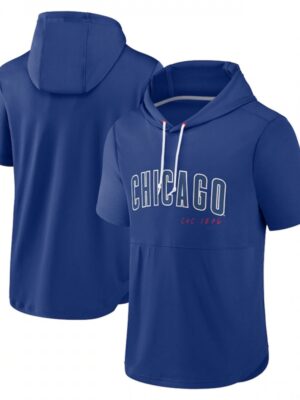 Men's Chicago Cubs Blue Sideline Training Hooded Performance T-Shirt
