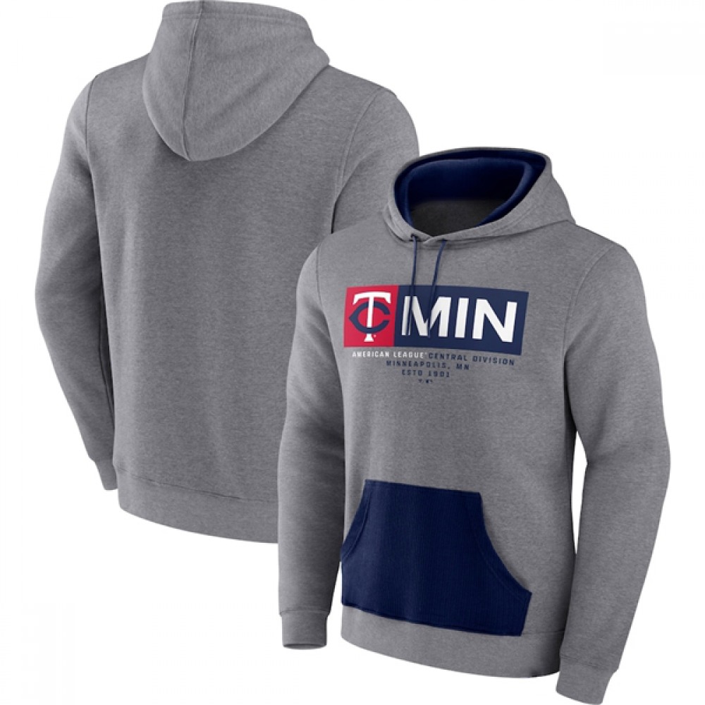 Men’s Minnesota Twins Heathered Gray iconic Steppin Up Fleece Pullover Hoodie
