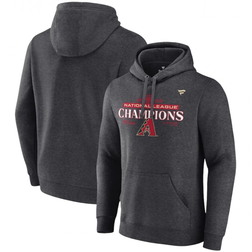 Men’s Arizona Diamondbacks Heather Charcoal 2023 National League Champions Locker Room Pullover Hoodie