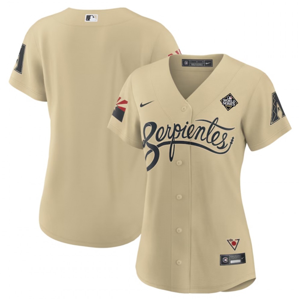 Women’s Arizona Diamondbacks Blank Cream 2023 World Series City Connect Stitched Baseball Jersey(Run Small)