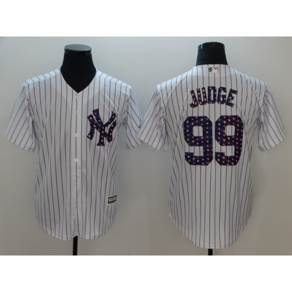 Men’s MLB New York Yankees #99 Aaron Judge White 2018 Stars & Stripes Cool Base Stitched Jersey