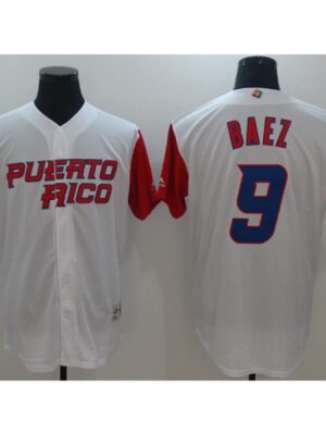 Men's Chicago Cubs #9 Javier Baez White Cool Base Stitched Jersey