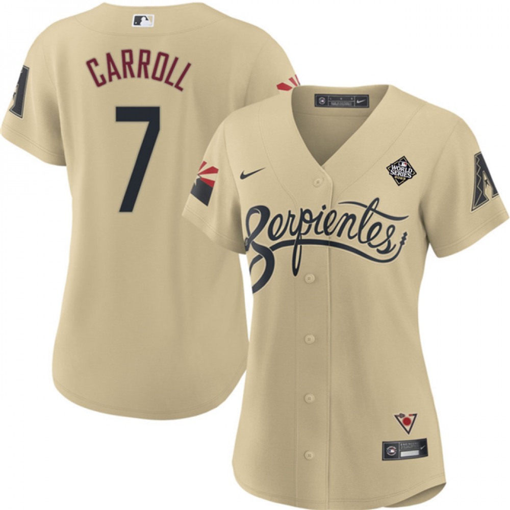Women’s Arizona Diamondbacks #7 Corbin Carroll Cream 2023 World Series City Connect Stitched Baseball Jersey(Run Small)
