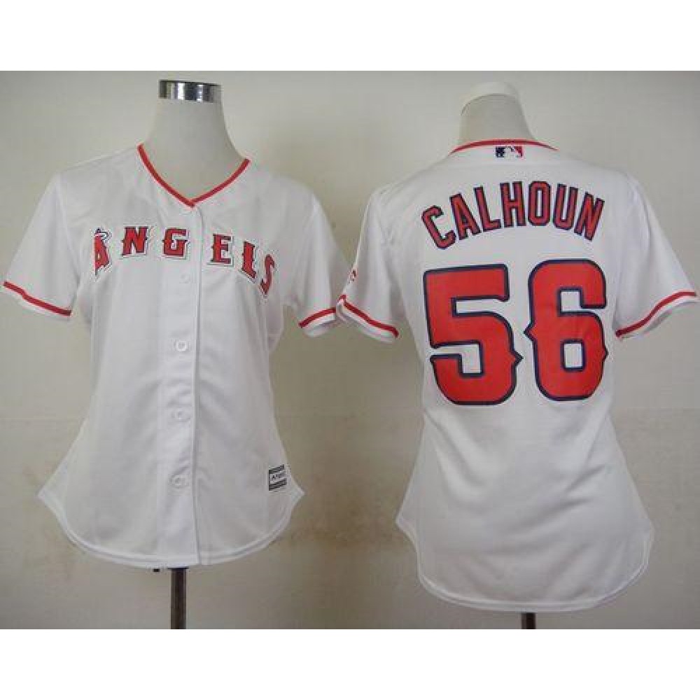 Angels #56 Kole Calhoun White Home Women’s Stitched MLB Jersey