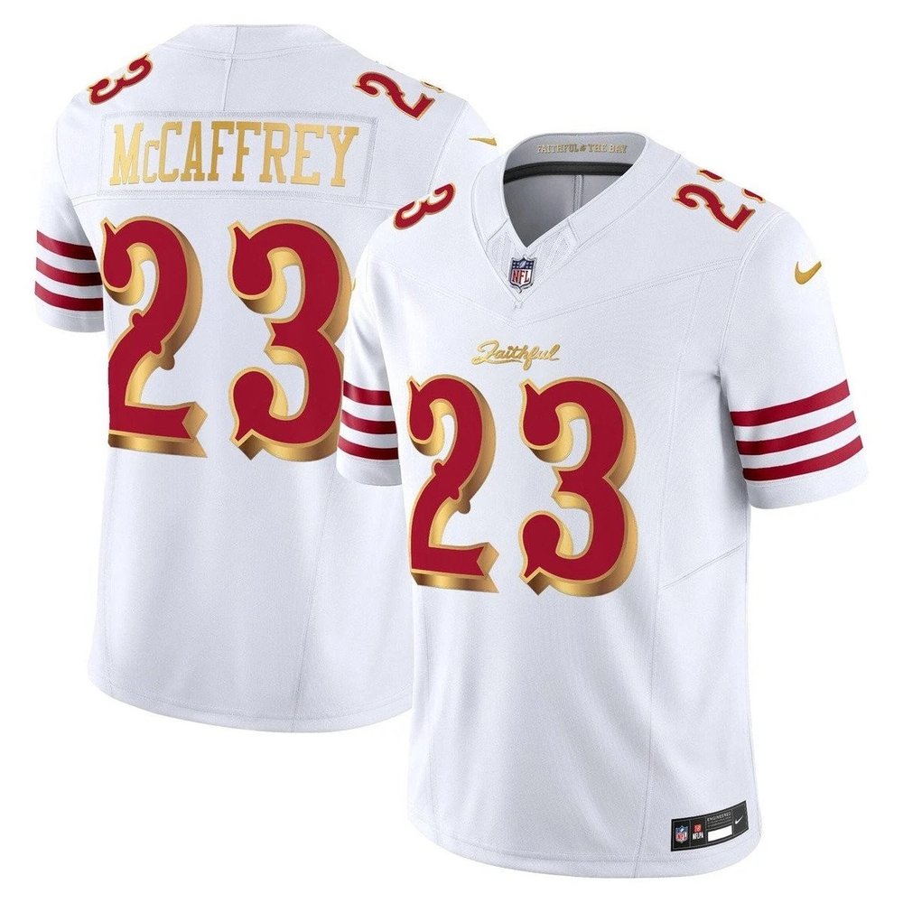 Men’s San Francisco 49ers #23 Christian McCaffrey White Rivalries Collection F.U.S.E. Vapor Limited Stitched Jersey