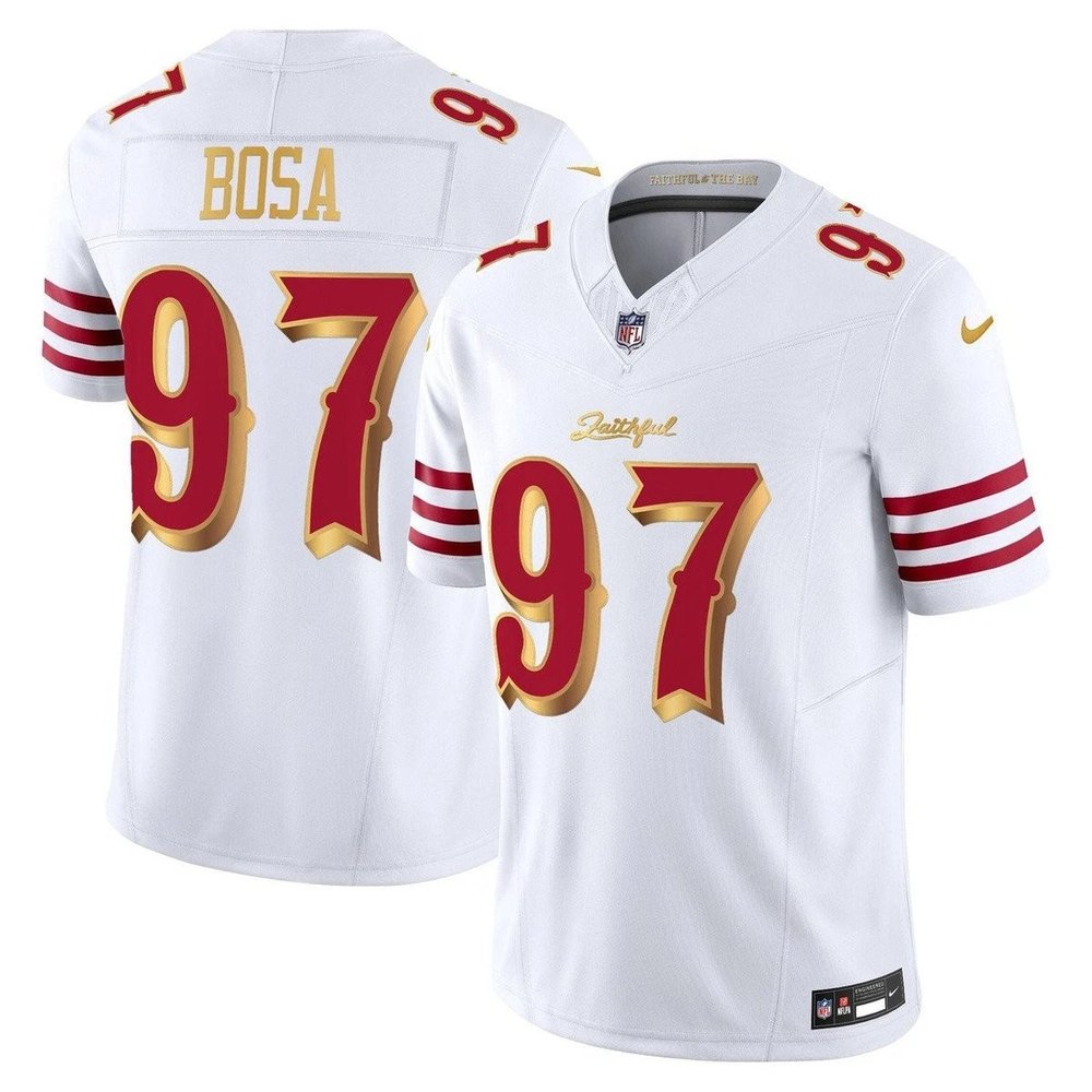 Men’s San Francisco 49ers #97 Nick Bosa White Rivalries Collection F.U.S.E. Vapor Limited Stitched Jersey
