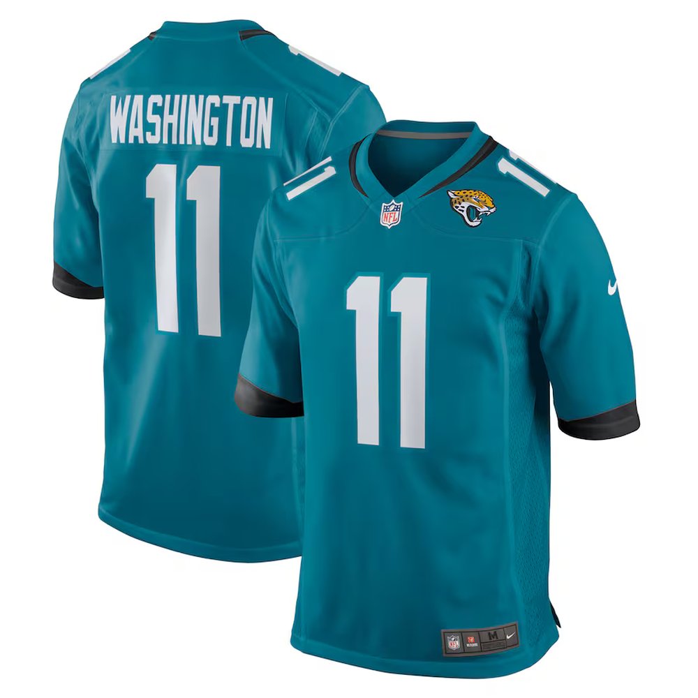 Men’s Jacksonville Jaguars #11 Parker Washington Nike Teal Team Game Jersey