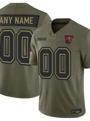 Youth's Tampa Bay Buccaneers Custom Nike Olive 2025 Salute to Service Retired Limited Jersey