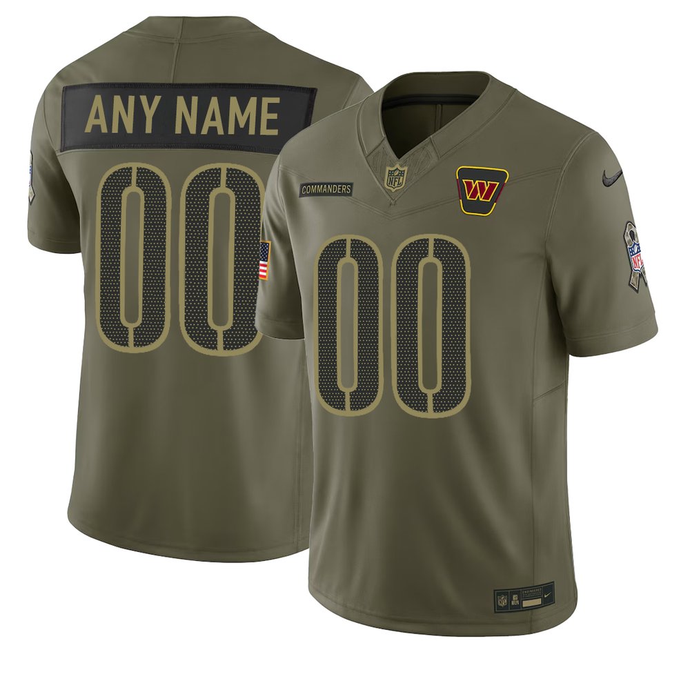 Youth’s Washington Commanders Custom Nike Olive 2025 Salute to Service Retired Limited Jersey