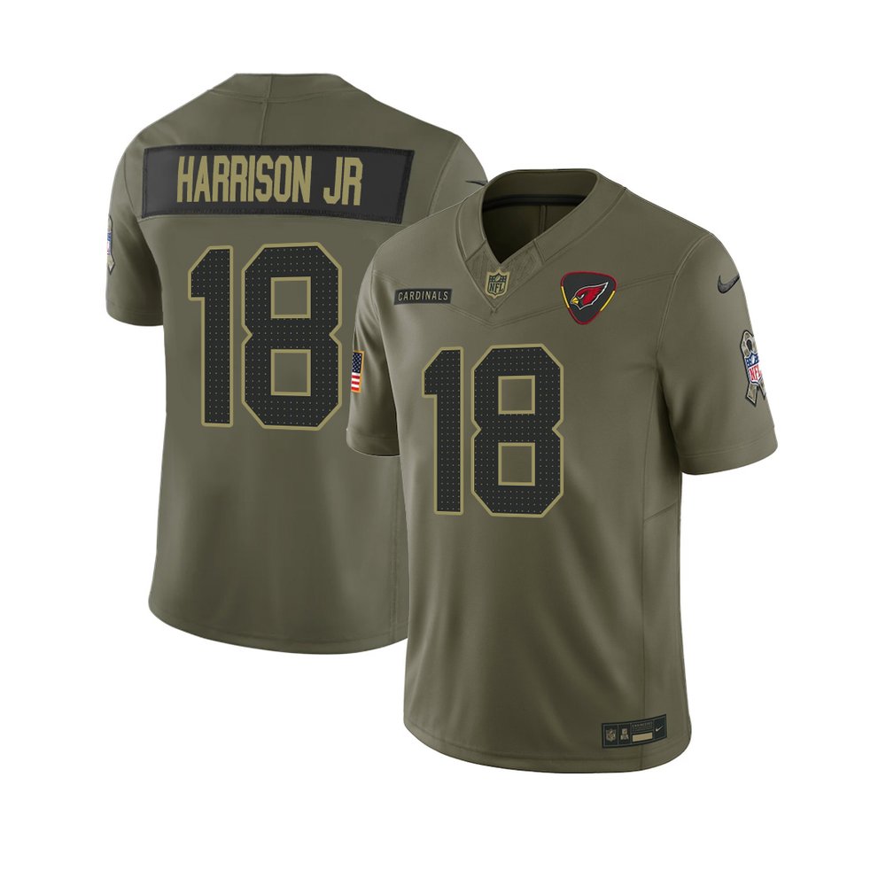 Men’s Arizona Cardinals #18 Marvin Harrison Jr. Nike Olive 2025 Salute to Service Retired Limited Jersey