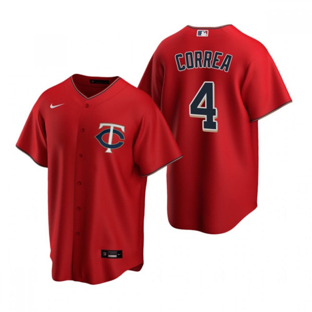 Men’s Minnesota Twins #4 Carlos Correa Red Cool Base Stitched Jersey