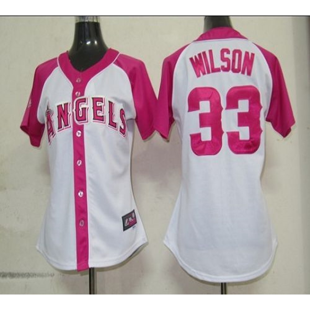 Angels #33 C.J. Wilson White/Pink Women’s Splash Fashion Stitched MLB Jersey